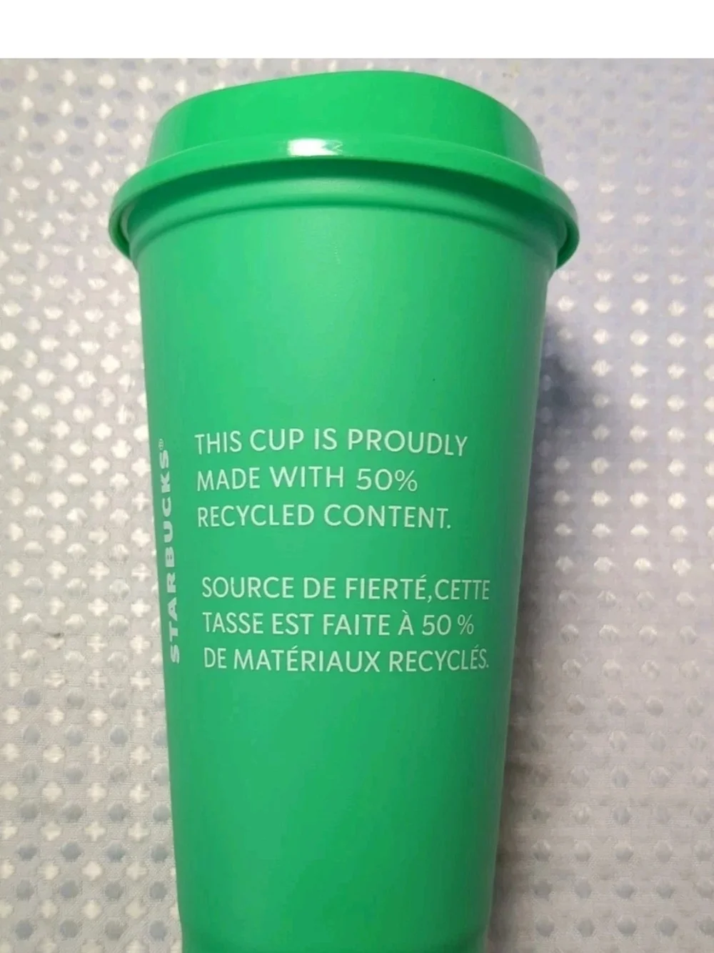 Starbucks Bright Green Recycled Content Travel Cup